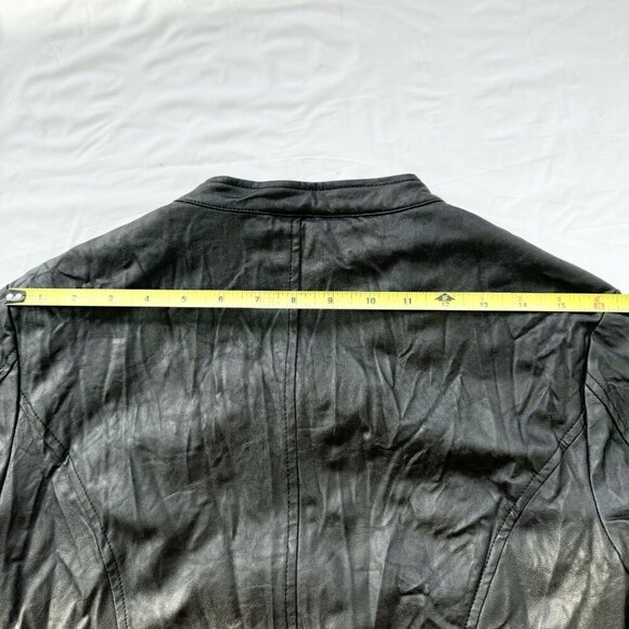 Costa Blanca Vegan Leather Black Jacket Wrinkled Look Size Large - Picture 8 of 16